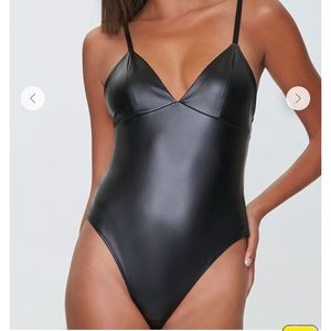 Faux Leather Body Suit